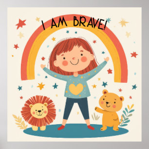 I Am Brave - Kids Affirmation Poster
