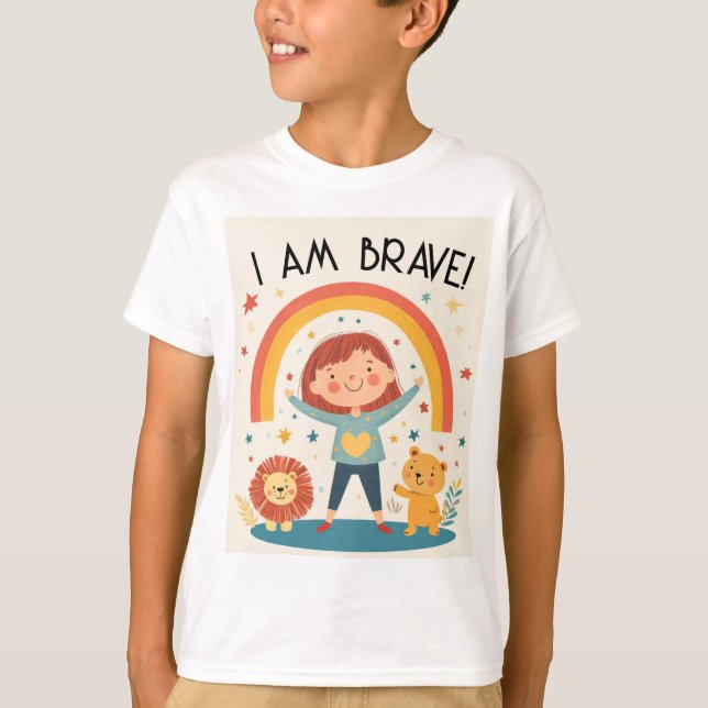 I Am Brave - Kids Affirmation T-Shirt (Front)