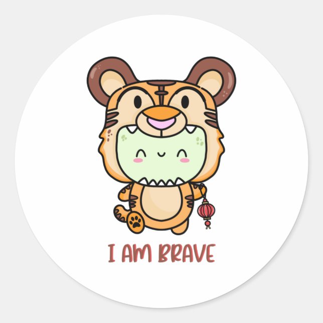 I am Brave sticker. Classic Round Sticker (Front)