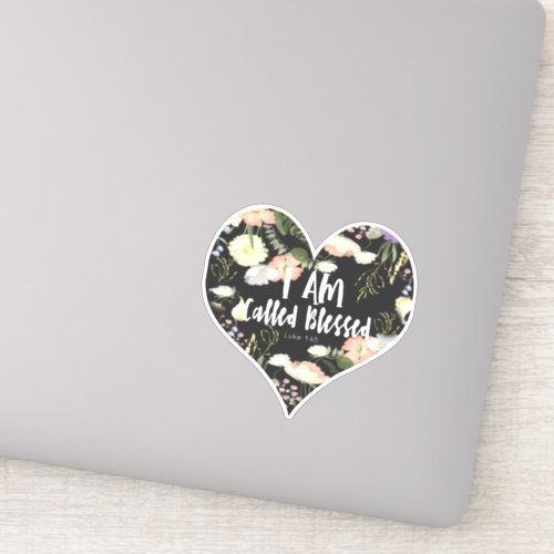 I AM Called Blessed Floral Heart Christian Sticker