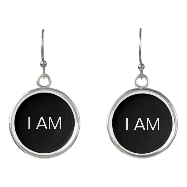 I Am Calligraphy on Black Earrings (Front)