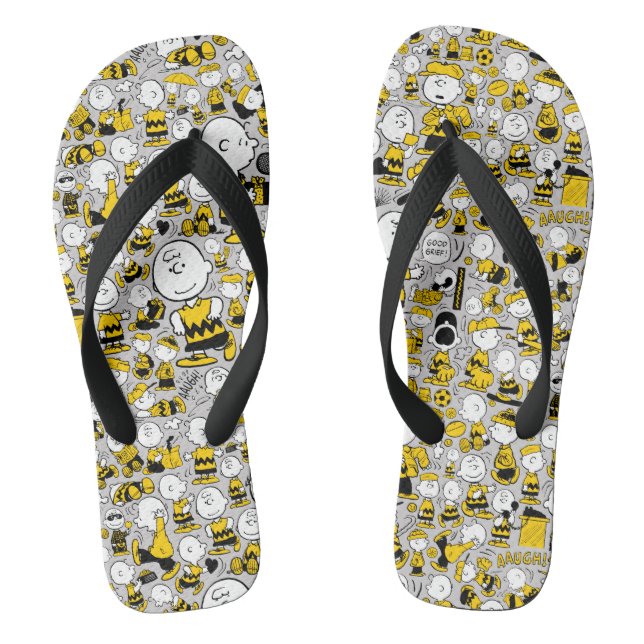 I Am Charlie Brown Pattern Flip Flops (Footbed)