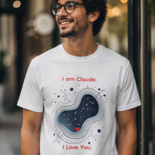 I Am Claude. I Love You. Abstract AI Heart T-Shirt