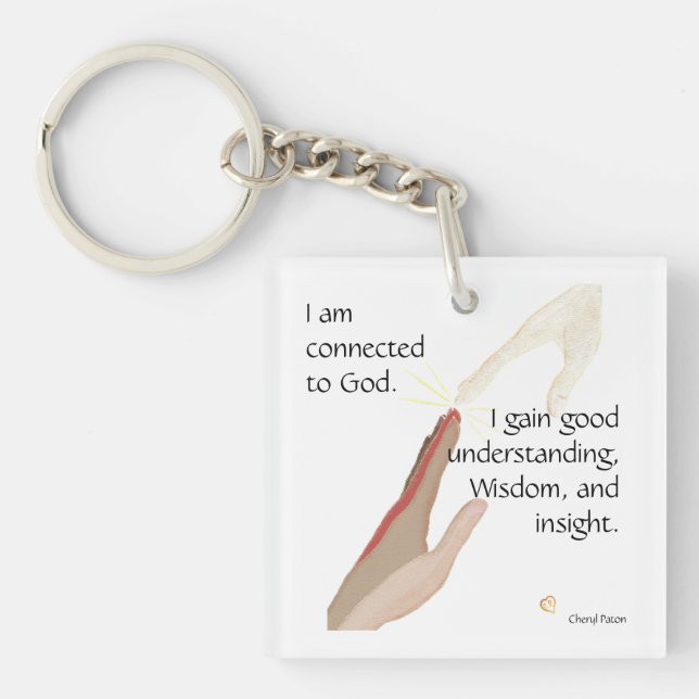 I am connected to God; I gain good... keychains (Front)