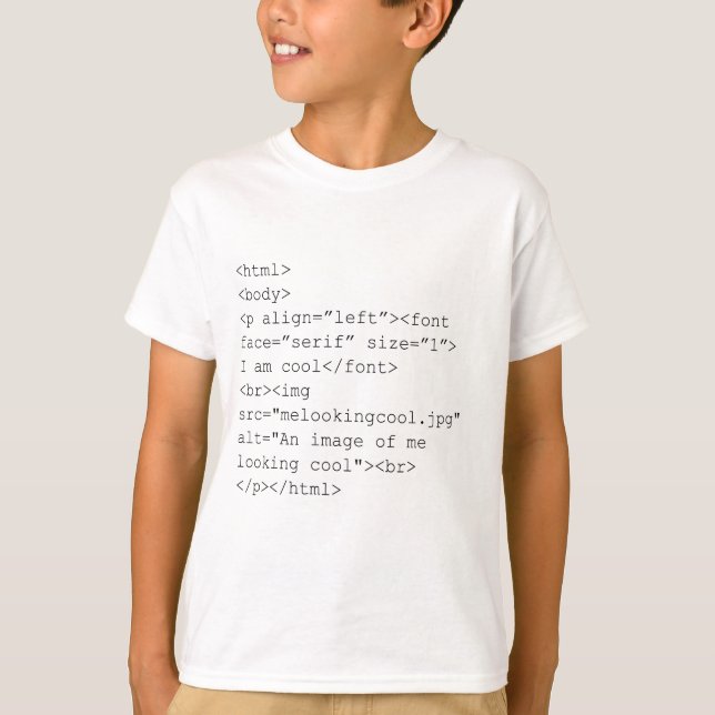 "I Am Cool" HTML Coding Tee (Front)
