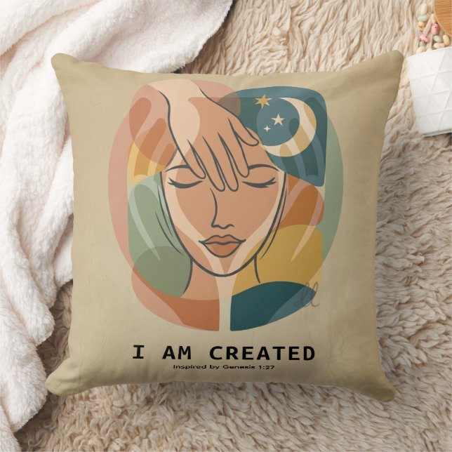 I Am Created - Creator's Hand Throw Pillow (Blanket)