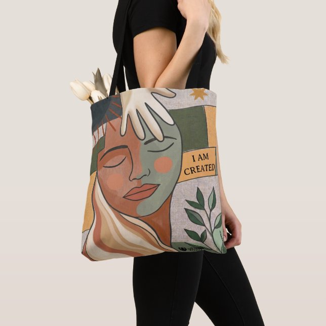 I AM CREATED -Hand of Grace Tote Bag (Close Up)
