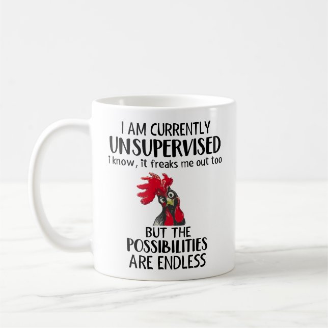 I am Currently Unsupervised - Funny Sarcastic Gift Coffee Mug (Left)