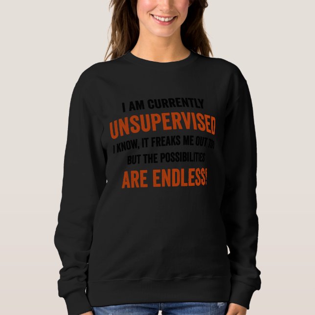 I Am Currently Unsupervised  Graphic  Sarcastic Sweatshirt (Front)