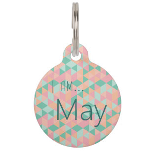 I Am... Custom Name Summer Geometric Pet ID Tag