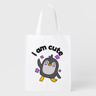 I am cute penguin design grocery bag