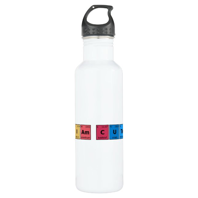 I am Cute Periodic Table Stainless Steel Water Bottle (Front)
