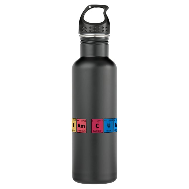 I am Cute Periodic Table Stainless Steel Water Bottle (Front)