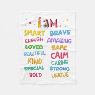 I Am Daily Affirmation Colorful Christian Kids Tod Fleece Blanket