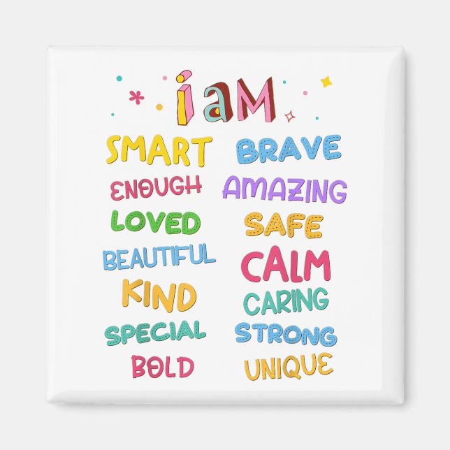 I Am Daily Affirmation Colorful Christian Kids Tod Magnet (Front)