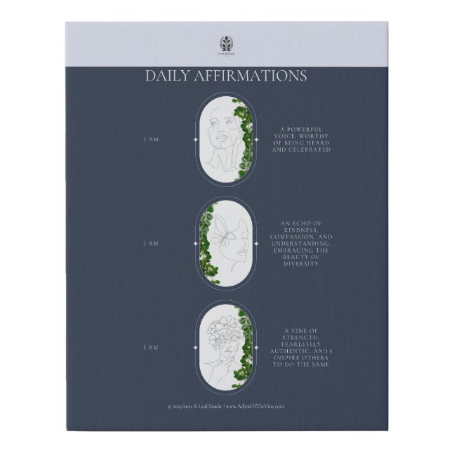 I Am Daily Affirmations Faux Canvas Print (Front)