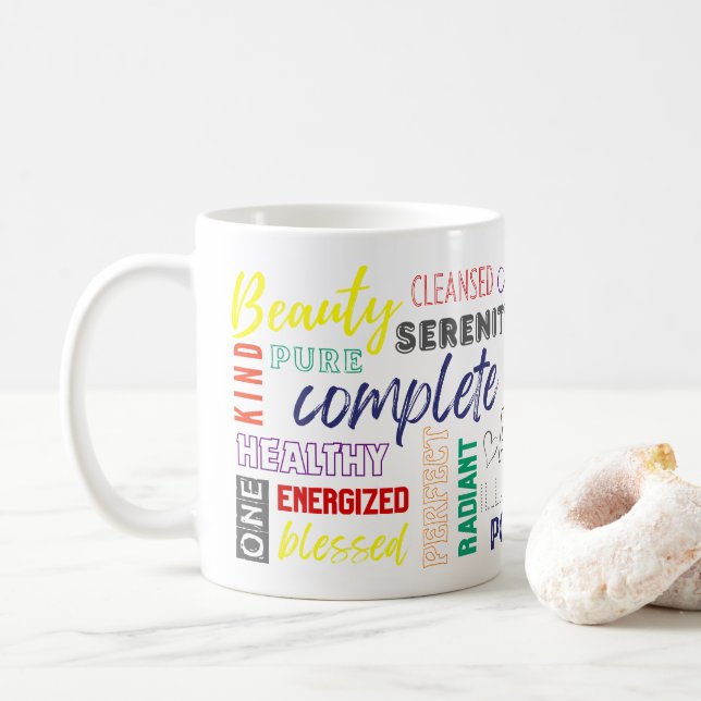 I AM Daily Reminder Inspirational Words Rainbow Coffee Mug (With Donut)