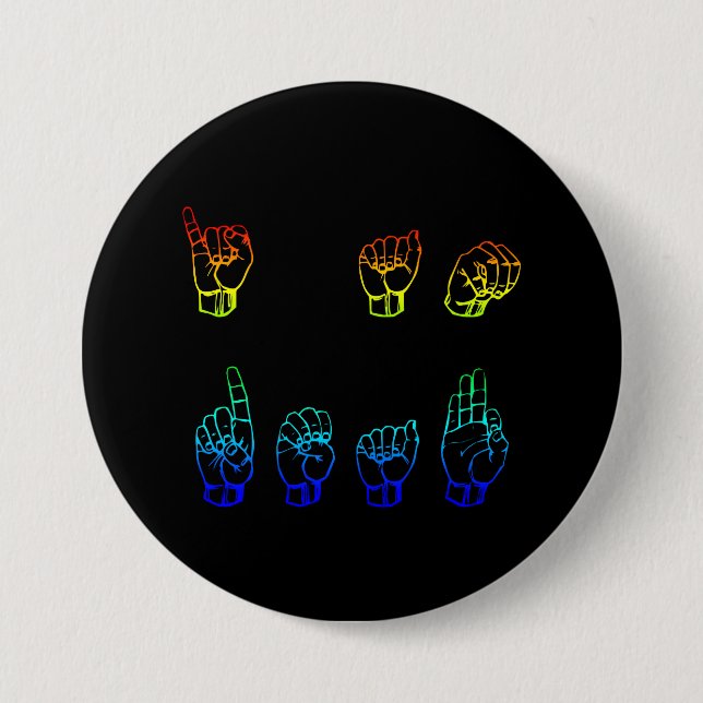 I Am Deaf ASL American Sign Language Fingerspelled Button (Front)