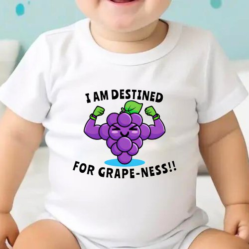 I Am Destined For Grape Ness Funny Fruit Pun Joke Baby Bodysuit