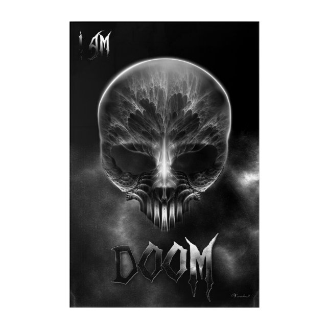 I Am Doom Fractal Skull Acrylic Print (Front)