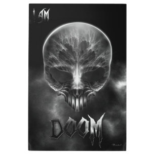 I Am Doom Fractal Skull Metal Print