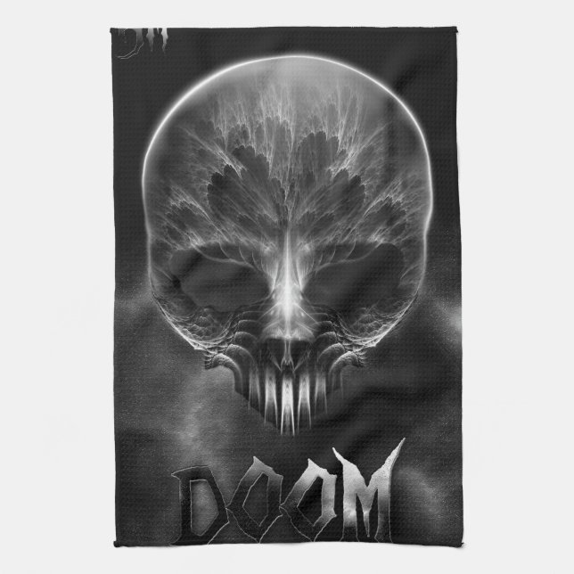 I Am Doom Fractal Skull Towel (Vertical)