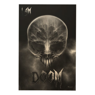 I Am Doom Fractal Skull Wood Wall Art
