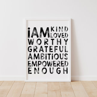 I Am Enough Affirmations For Kids Poster