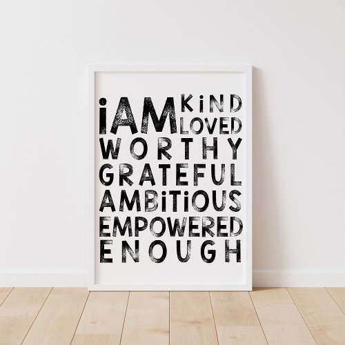 I Am Enough Affirmations For Kids Poster