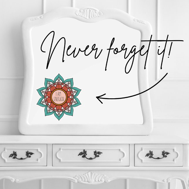 I Am Enough Boho Floral Mandala Window Cling (Creator Uploaded)