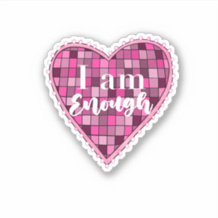 Be kind to yourself pink heart sticker, Zazzle