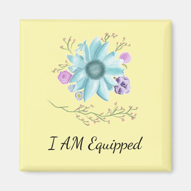 I Am Equipped magnet on yellow background (Front)