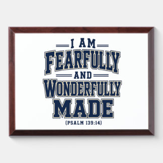 I Am Fearfully and Wonderfully Made Award Plaque