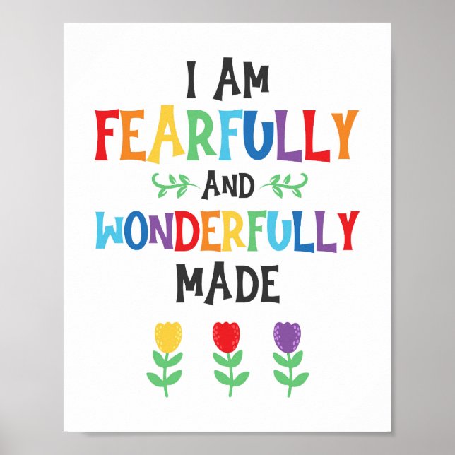I Am Fearfully and Wonderfully Made Kids Christian Poster (Front)