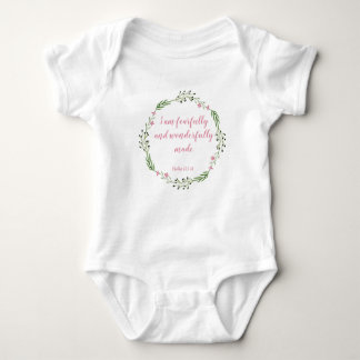I am fearfully & wonderfully made | Pink Wreath Baby Bodysuit