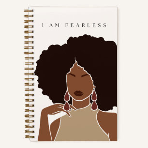 I AM FEARLESS Black Girl Spiral Notebook