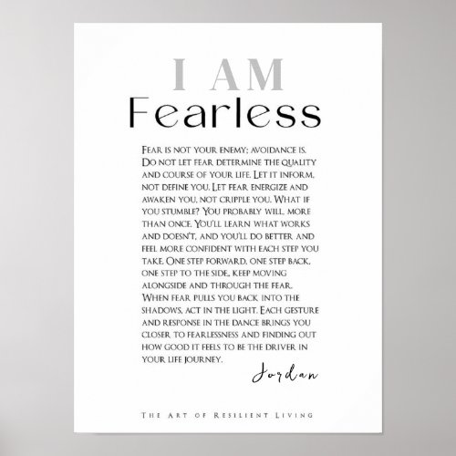I AM FEARLESS Inspirational Encouragement Poster