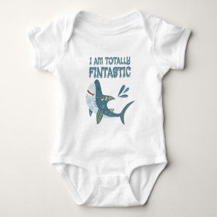 I am fintastic baby cartoon shark boys bodysuit