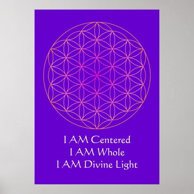I AM Flower of Life Meditation Poster (Front)