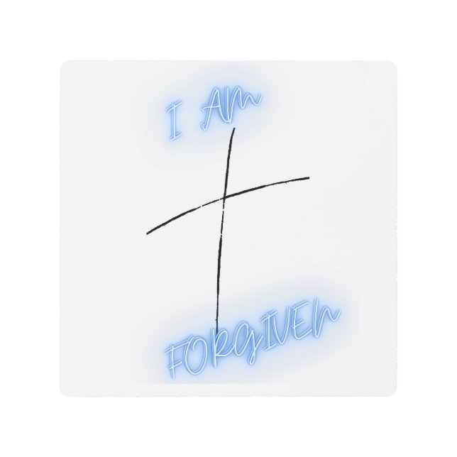 I am Forgiven Blue Cross Metal Print (Front)