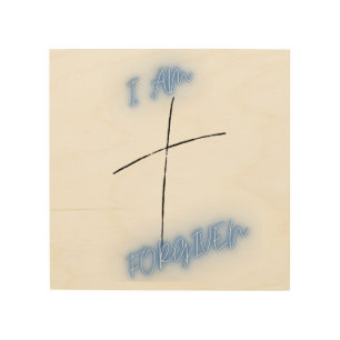 I am Forgiven Blue Cross Wood Wall Art