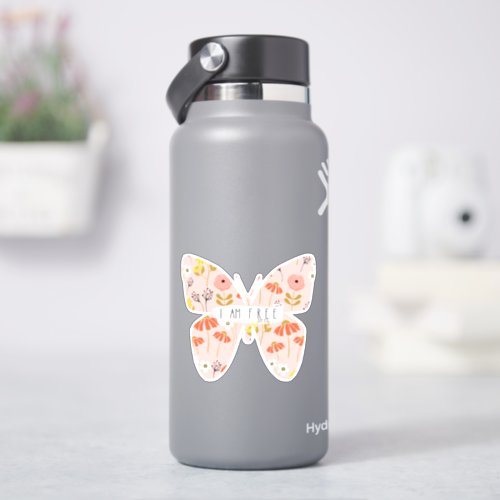 I AM FREE FLORAL BUTTERFLY CHRISTIAN STICKER