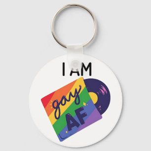 I Am Gay AF Funny LGBT Pride Month Keychain