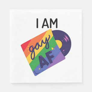 I Am Gay AF Funny LGBT Pride Month Napkins