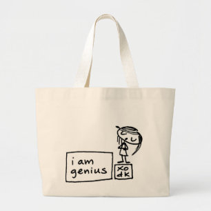 i am genius large tote bag