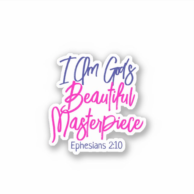 I Am God's Beautiful Masterpiece Bible Verse Sticker (Front)