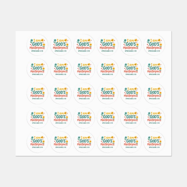 I am God's Masterpiece Labels (Sheet)