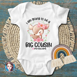 I am Going to be a Big Cousin Cute Fawn Baby Bodysuit