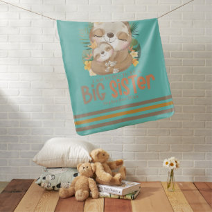 I Am Going To Be A Big Sister Sloth Announcement Baby Blanket