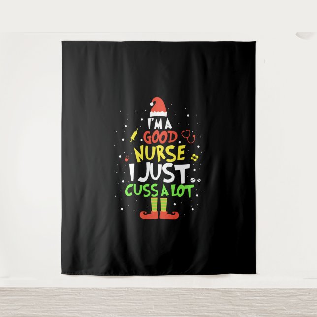 i am good nurse i just cuss a lot tree nurse tapestry (Front)